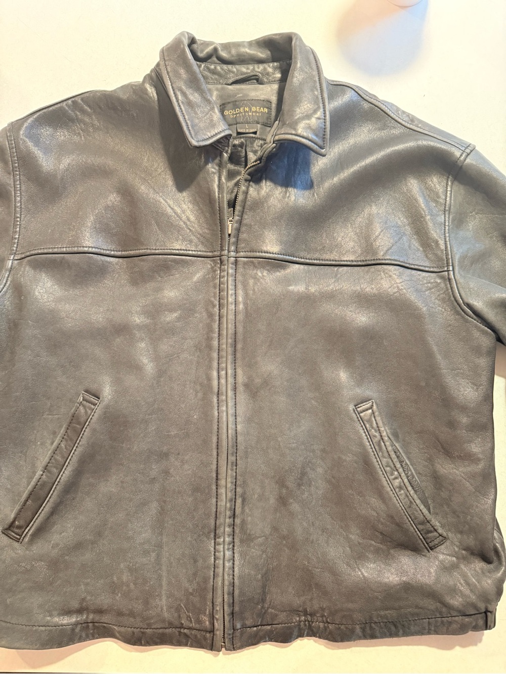 Golden Bear Men's Dark Brown Leather Bomber Jacket
